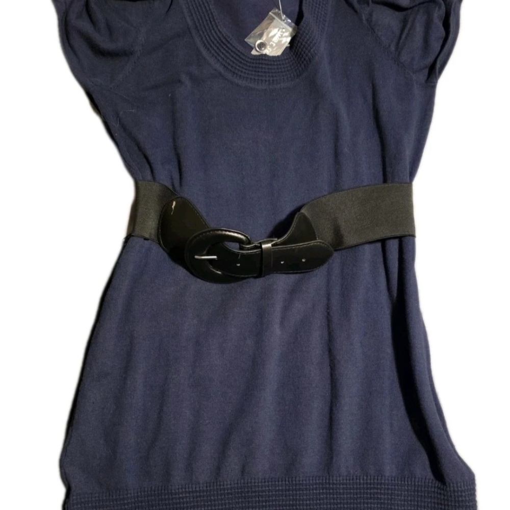 Y2K Wet Seal Navy Blue Dress with Black Belt